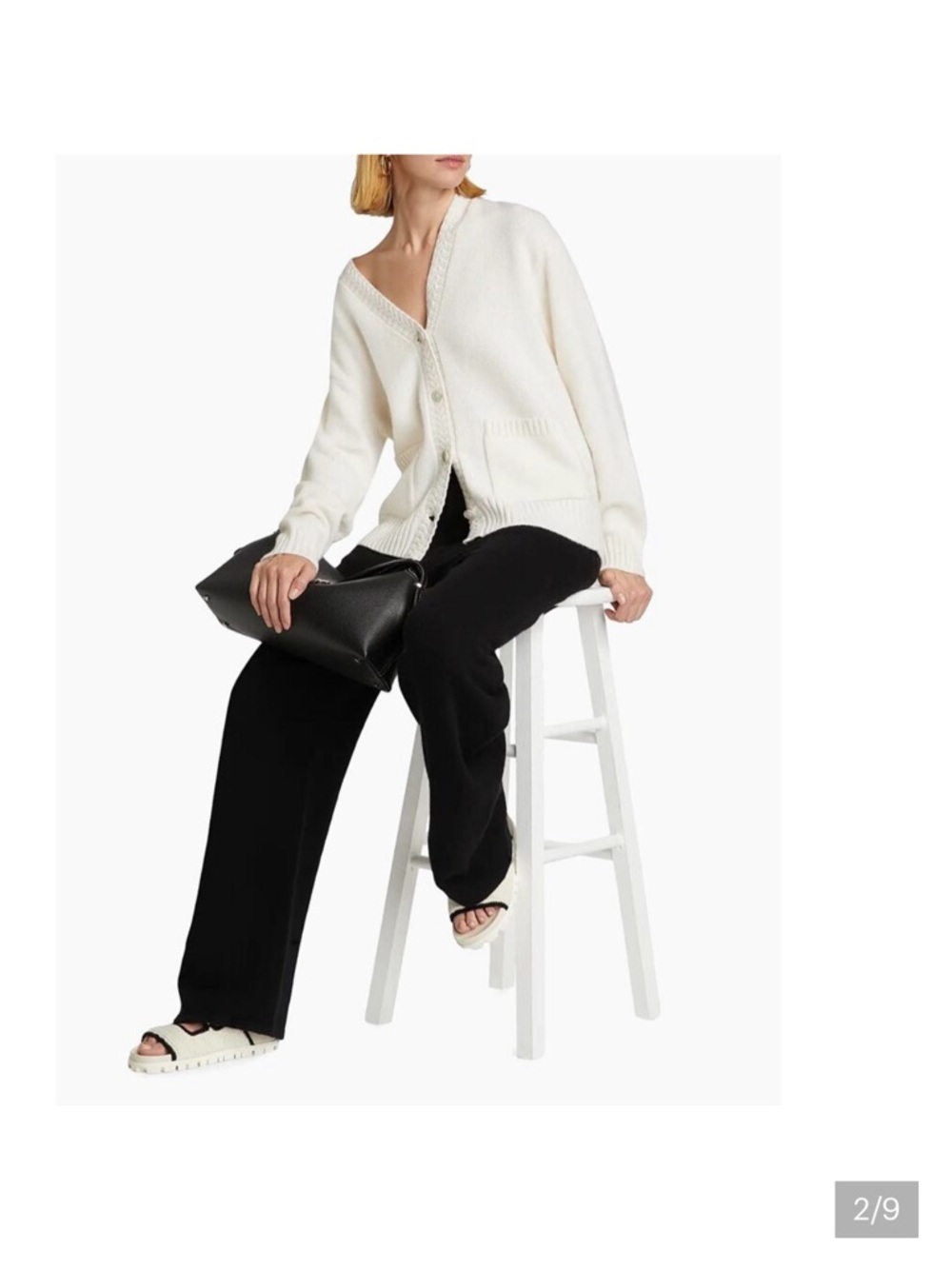White V-Neck Button Front Women's Cardigan Sweater Cashmere Guest in Residence